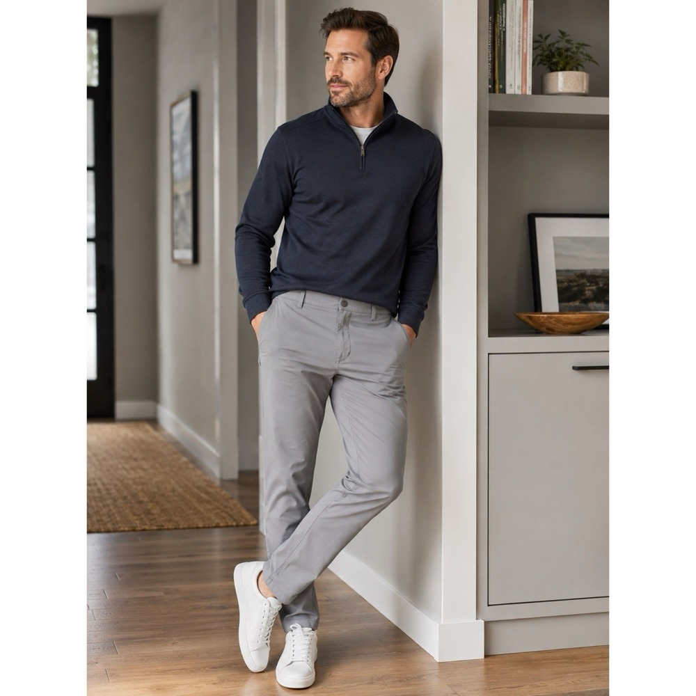Rhone Size 34 Commuter Pant Classic Straight Leg Performance Smoked Pearl Gray